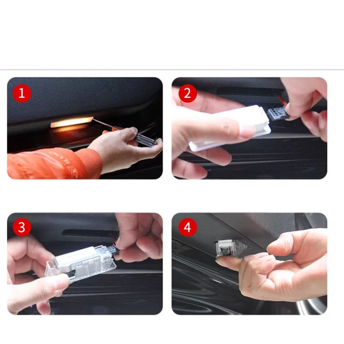BMW welcome light door projector installation steps 1 to 4