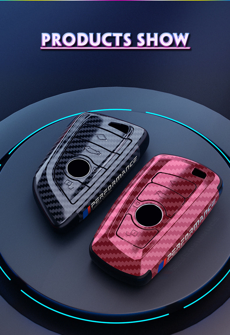 BMW carbon fiber key cover black and red color options