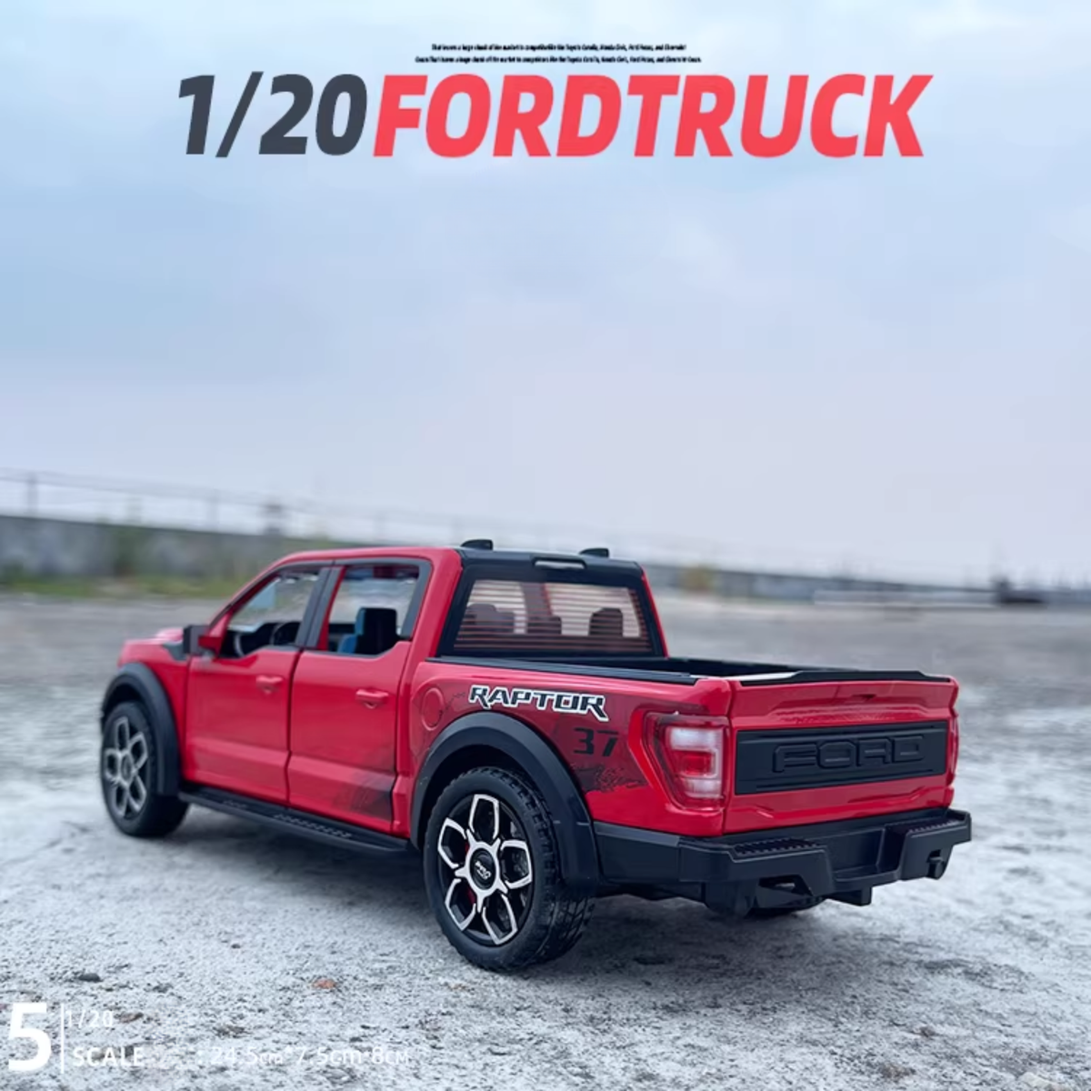 نموذج دييكاست Ford Raptor أوف-رود بمقياس 1:20 - إصدار لوحة أرقام مخصصة