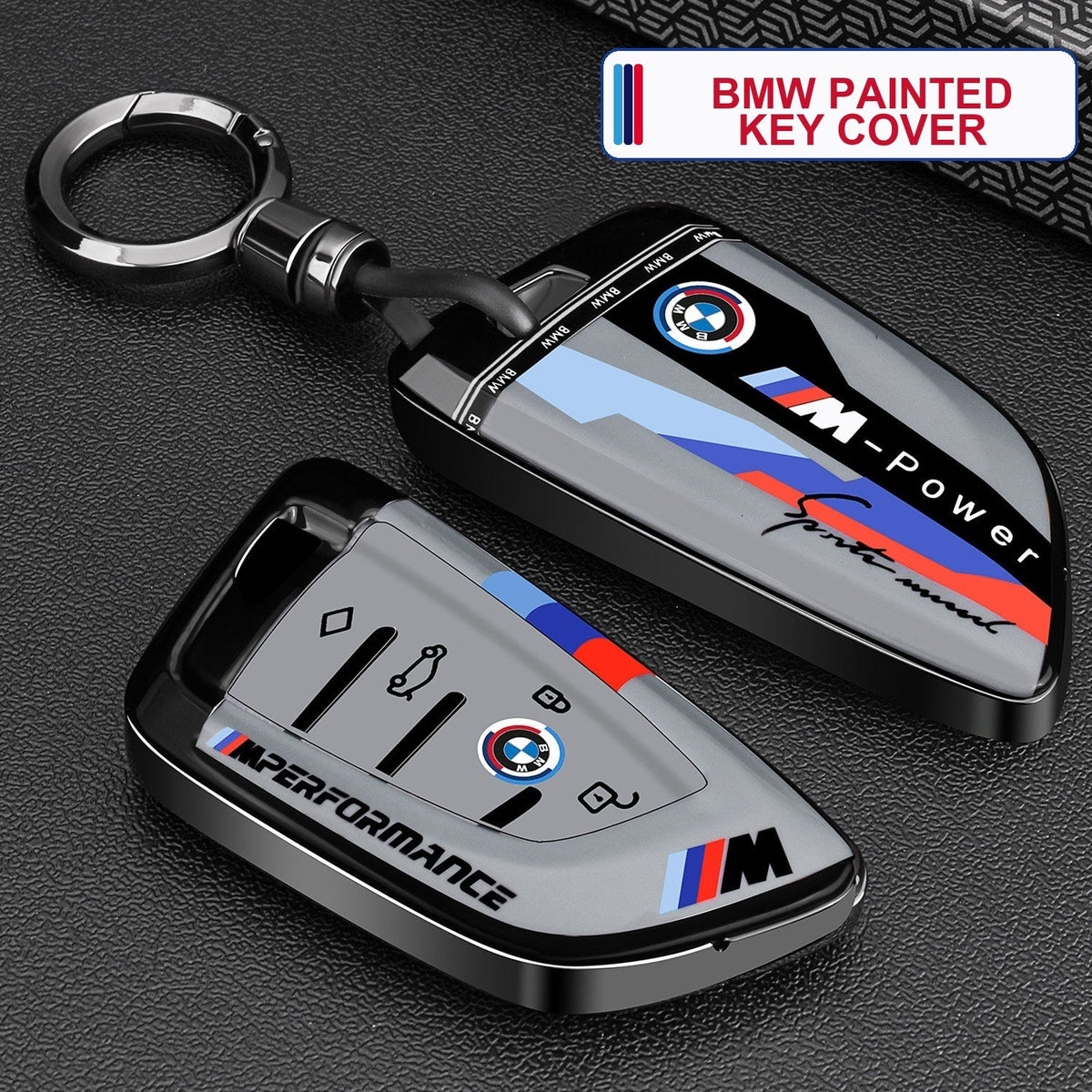 BMW painted key case cover with keychain for 3 5 Series X1 X3 X5 i3