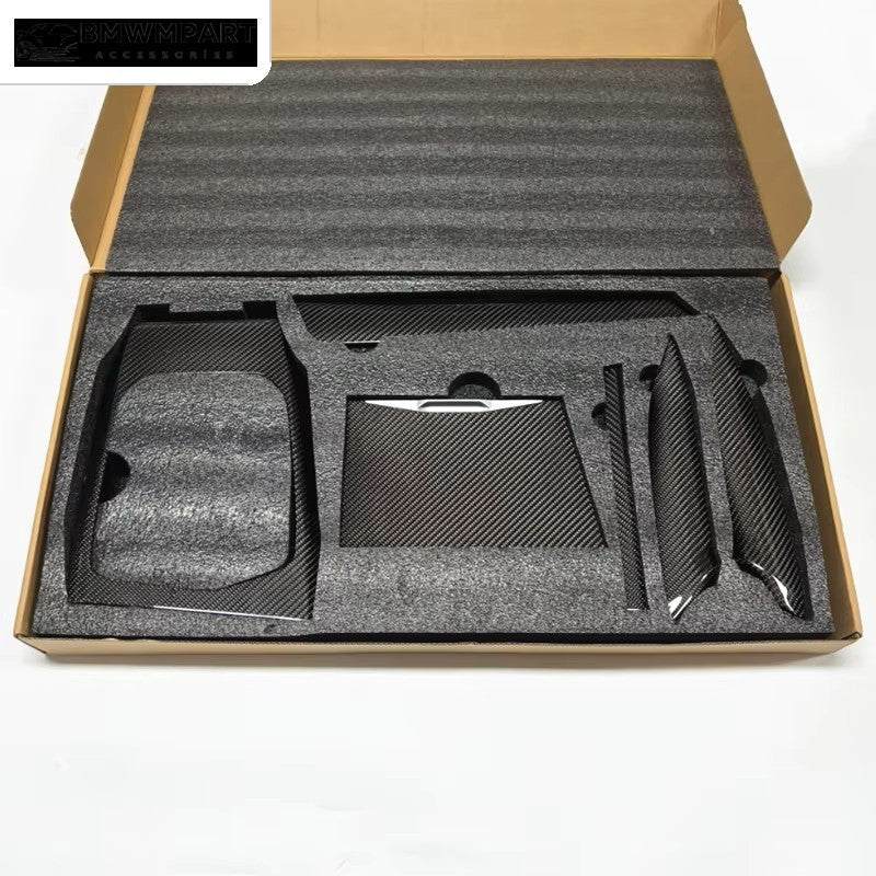 BMW 3 4 Series M3 M4 carbon fiber interior trim kit, 6-piece set in packaging
