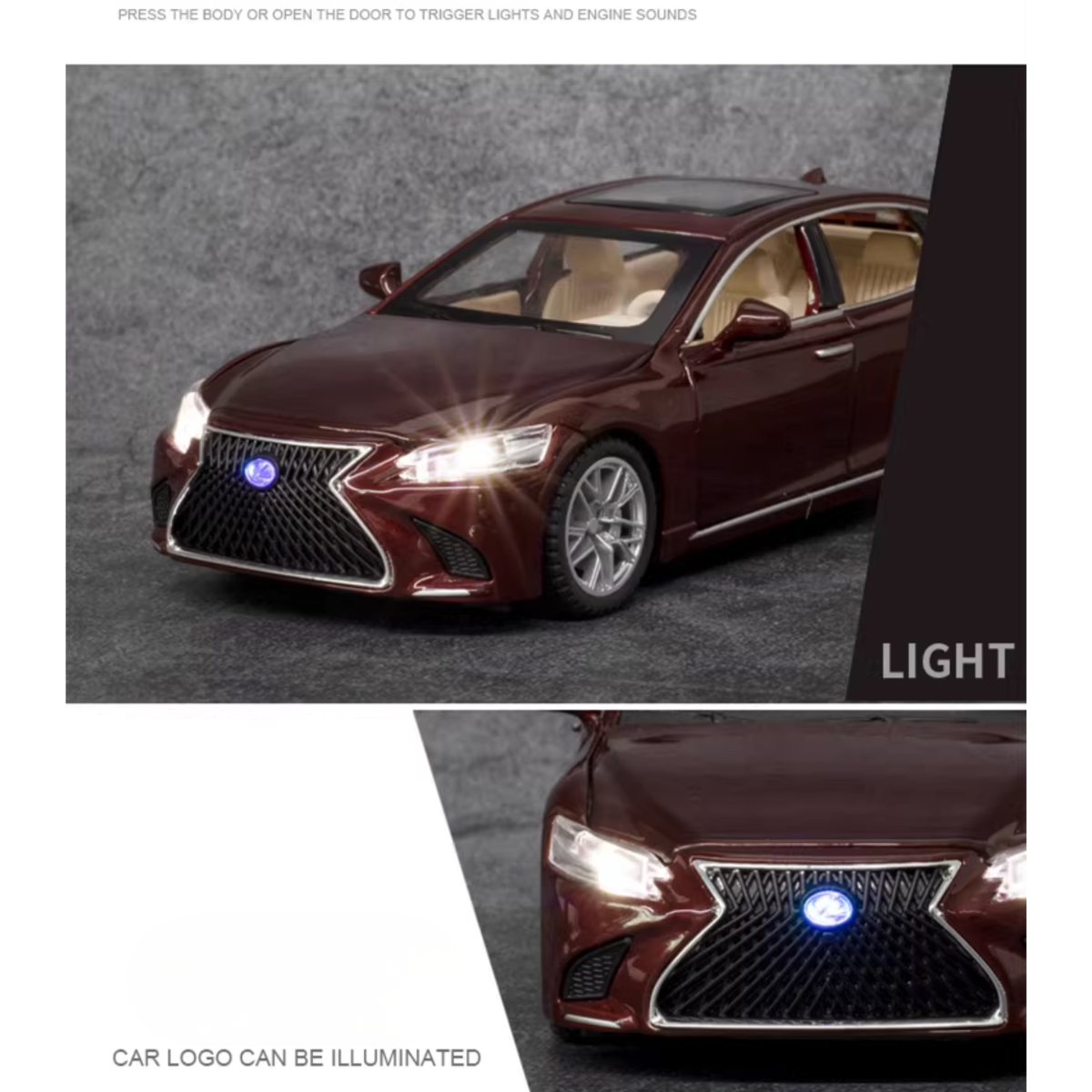 نموذج محاكاة سبيكة Lexus LS500h بمقياس 1:32، زينة سيارة Lexus، لعبة سحب بصوت وضوء