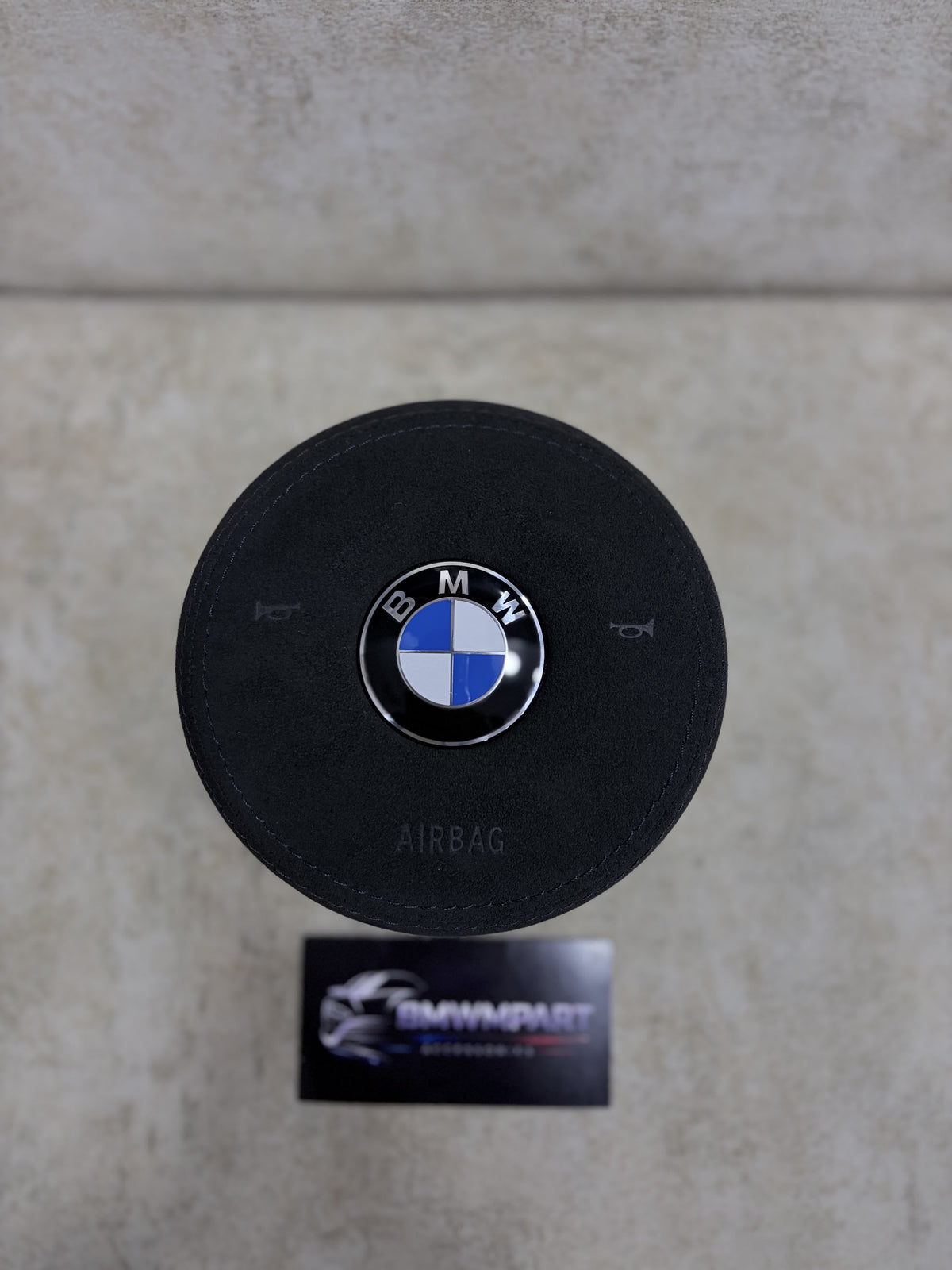BMW F-Series Alcantara OEM Airbag Black Stitching - front view