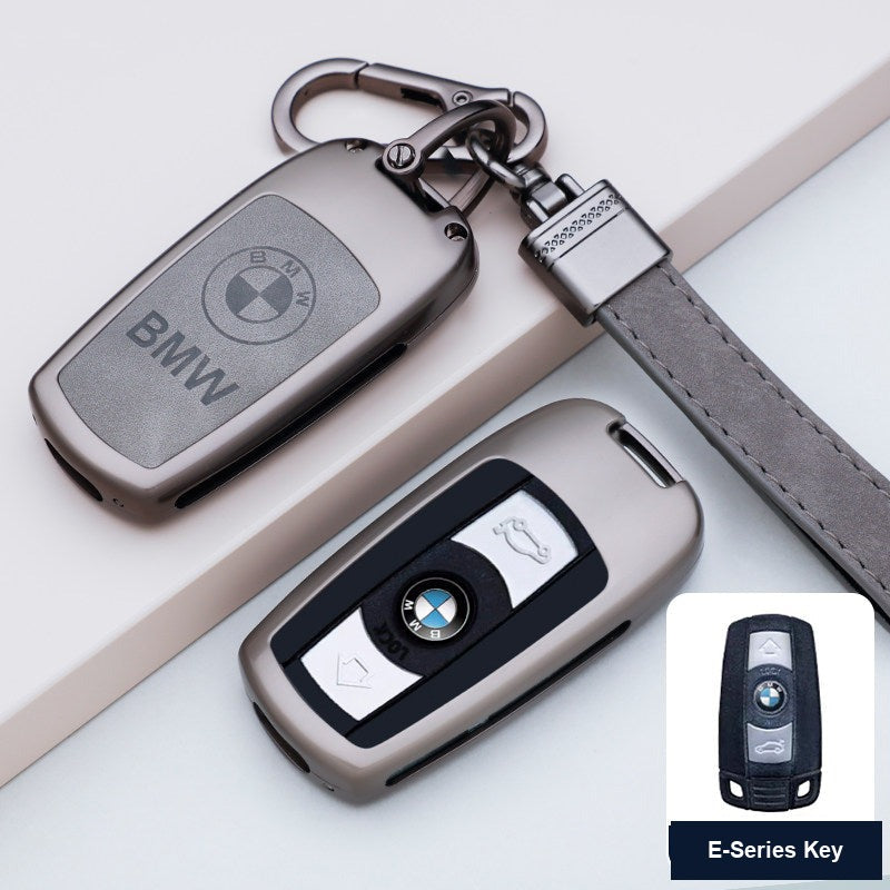 BMW E-Series key case - black leather lanyard