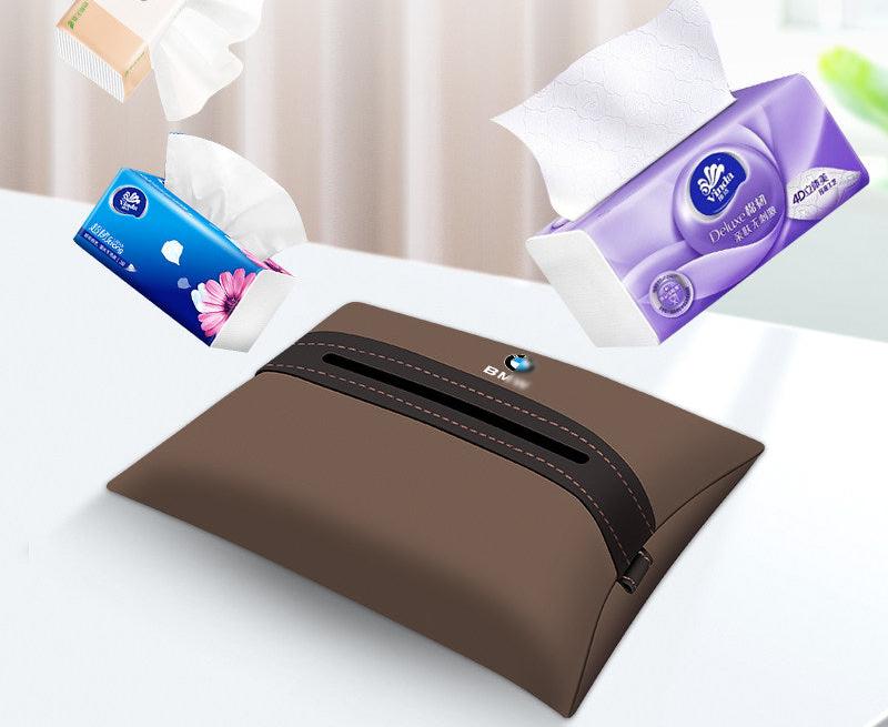 BMW leather tissue holder fits standard facial tissue packs