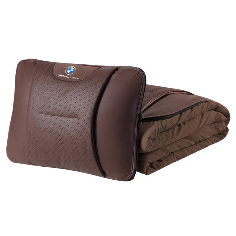 BMW Car Lumbar Support Pillow with Blanket Set
