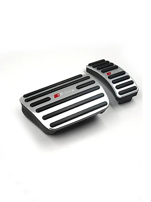 Audi S line Signature Pedal Covers – Brushed Aluminium Footrest and Pedal Set