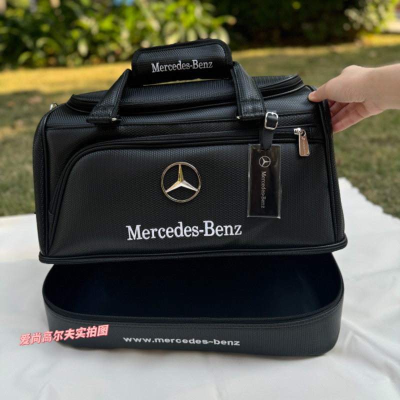 New Golf Benz Double Layer PU Clothing Bag Men's and Women's Shoe Bag Outdoor Sports Clothing Bag Fitness Bag
