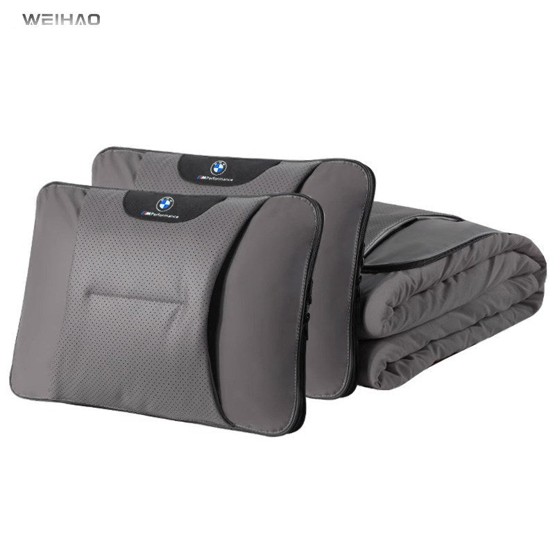 BMW lumbar pillow with blanket, Gray, 1 pair set