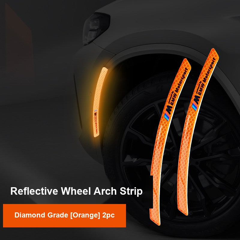 BMW reflective wheel arch anti-collision strips, orange, set of 2