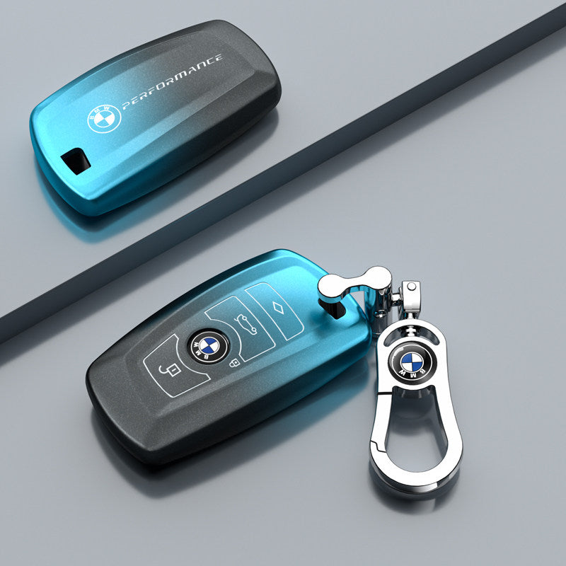 BMW TPU key fob case cover in Matte Dreamy Blue Figure-8 Logo Buckle for F-Series 3/5 Series, X3, GT, 1 Series smart key
