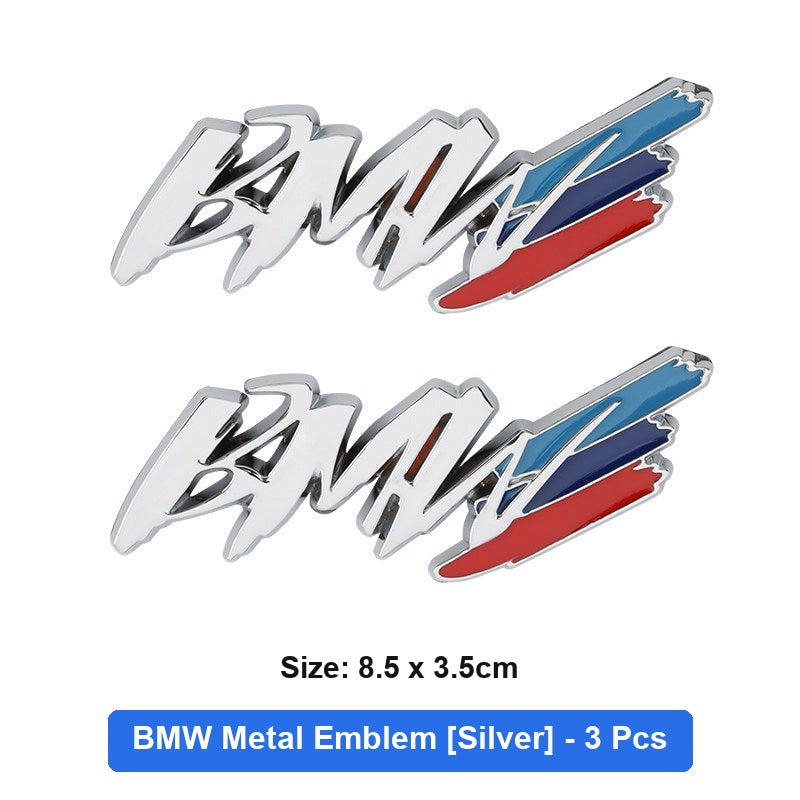 BMW metal fender badge in Silver, set of 3
