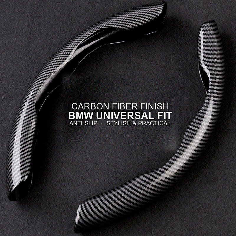 BMW carbon fiber steering wheel cover trim, black variant