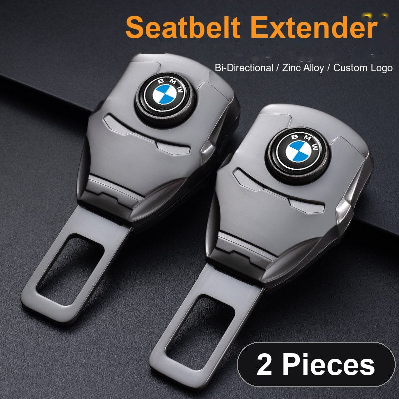 BMW seat belt buckle extender close-up - Classic BMW style, pair