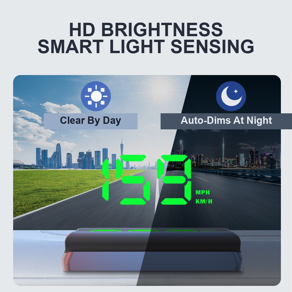 BMW-compatible GPS HUD head-up display - HD brightness with smart light sensing (W2 green light)