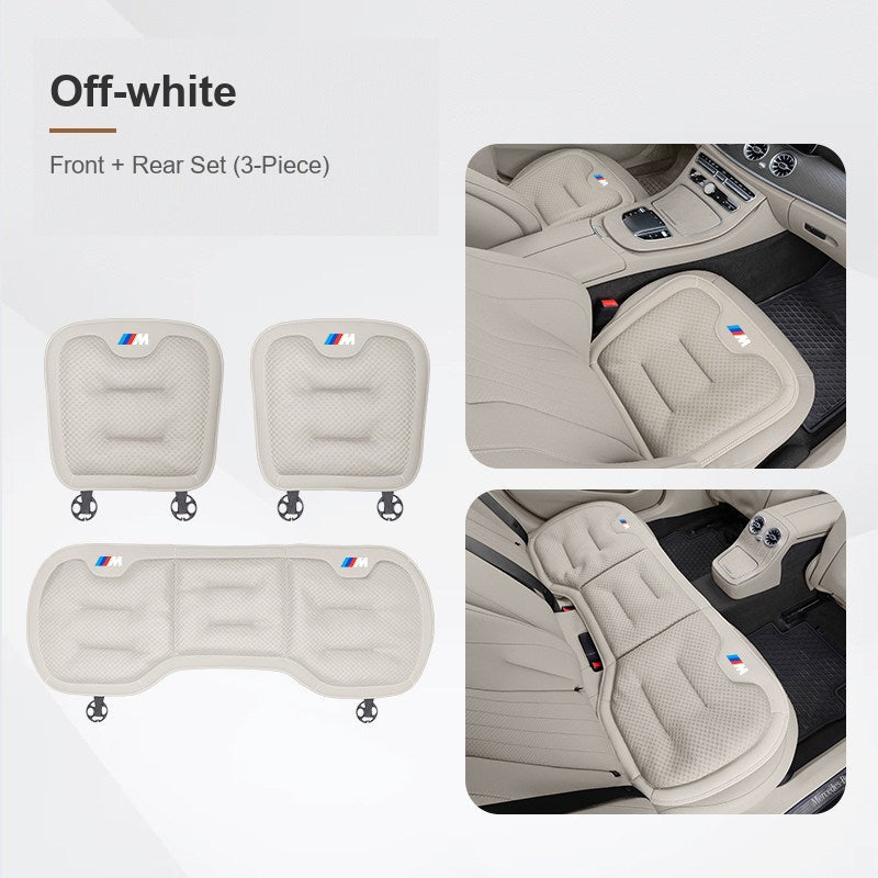 BMW ice silk seat cushion, Off-white, Front + Rear Set (3-Piece)