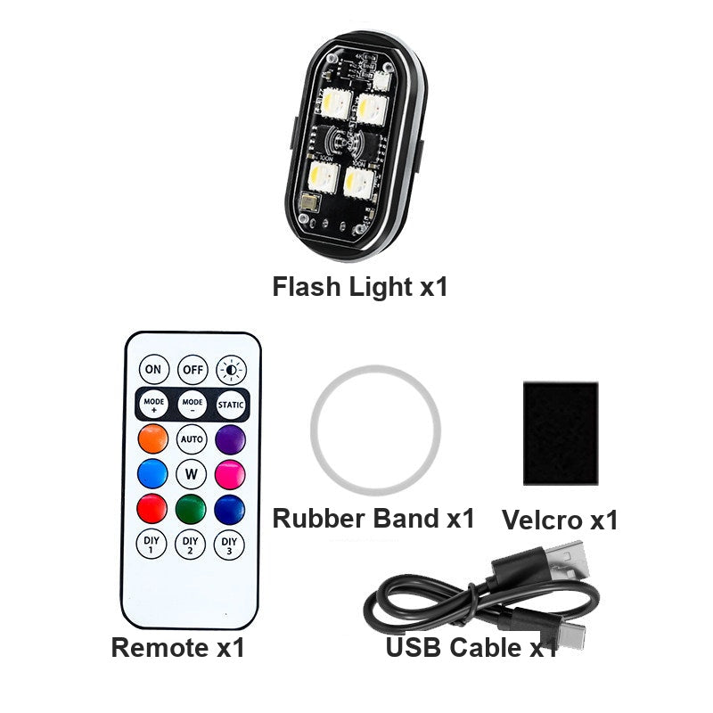 1-piece wireless RGB LED strobe light with remote control and mounting accessories