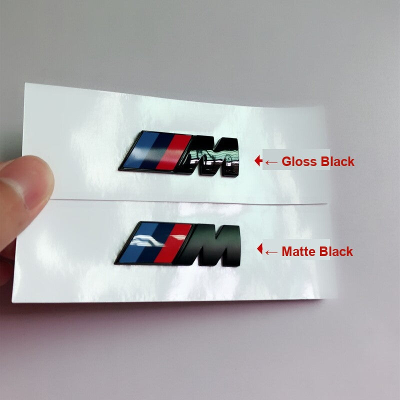 BMW M side badge Glossy Black versus Matte Black comparison