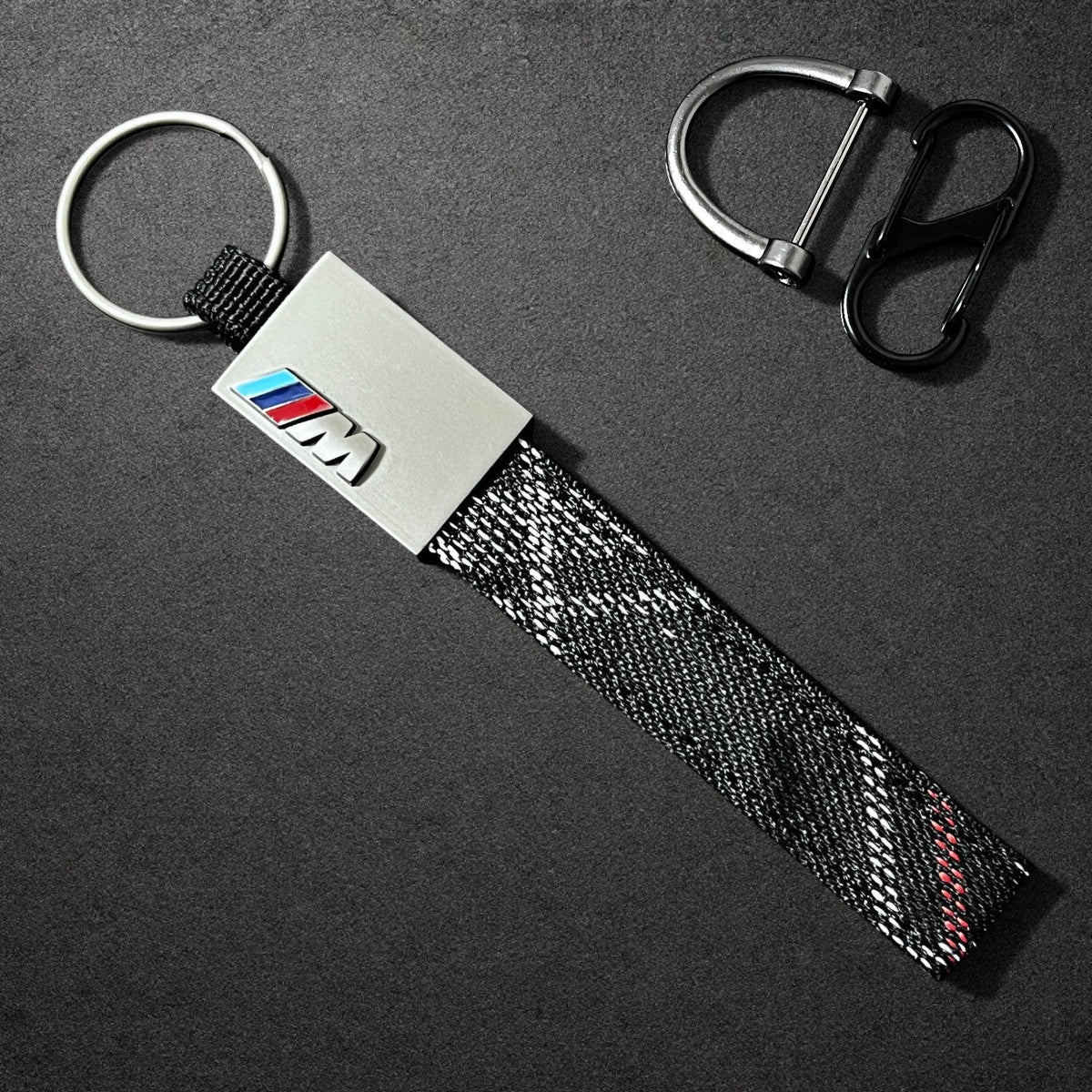 BMW M Performance Leather Key Fob Strap & Keychain Ring