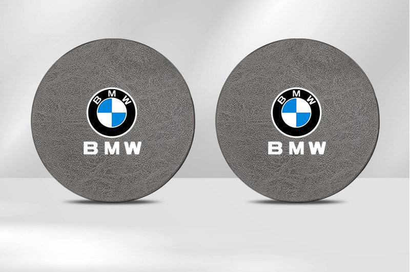 BMW roundel cup holder coasters in grey leather, set of two