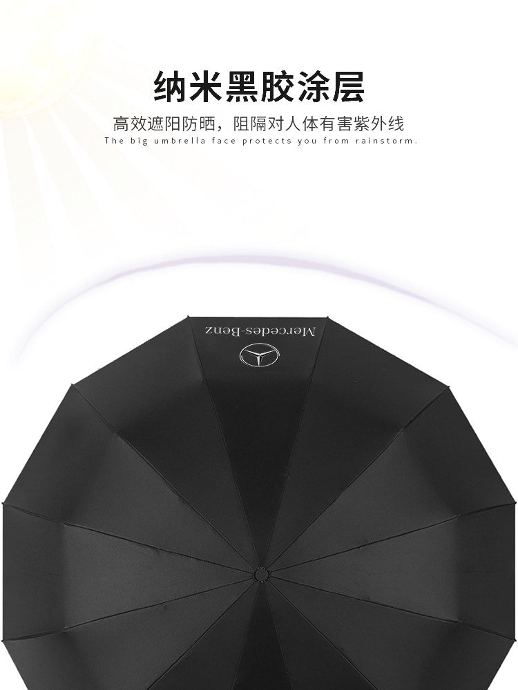 It is suitable for Mercedes-Benz umbrellas, original large umbrellas, high-end sunscreen 4S car special original automatic long-handled folding umbrellas