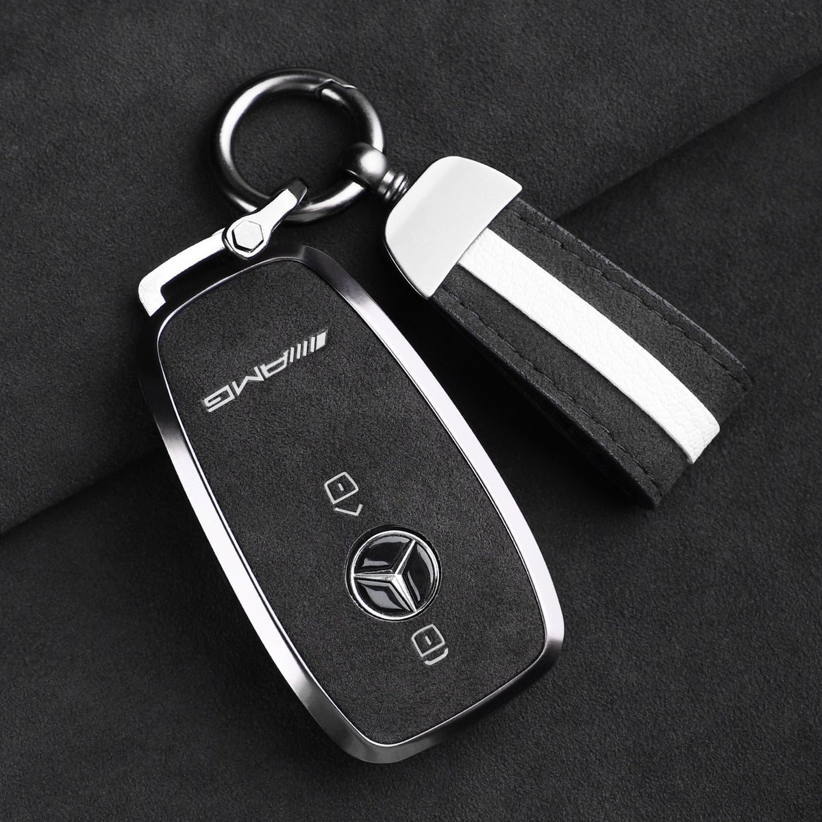 Premium Genuine Alcantara Mercedes-AMG Key Case – Imported Italian Suede with Alloy Frame for G63, G500, G350 and A35L