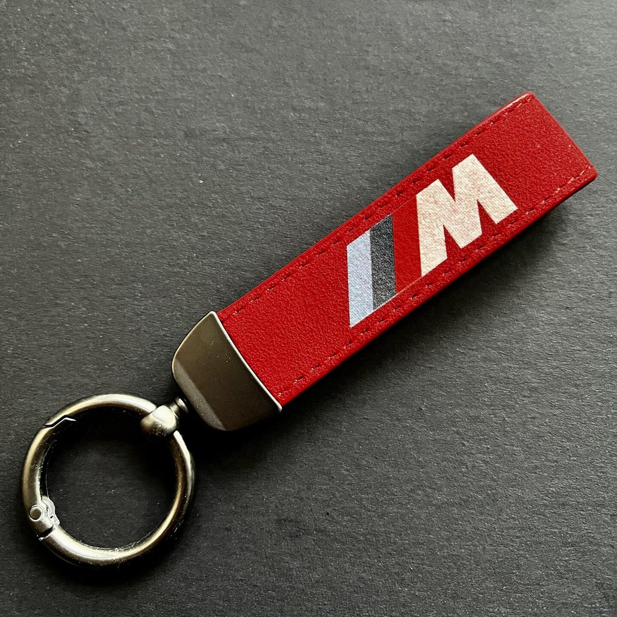 BMW M Performance Leather Key Fob Strap & Keychain Ring