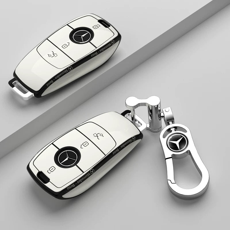 Mercedes-Benz Riviera Two-Tone Key Case – gloss shell with contrast edge trim and keychain