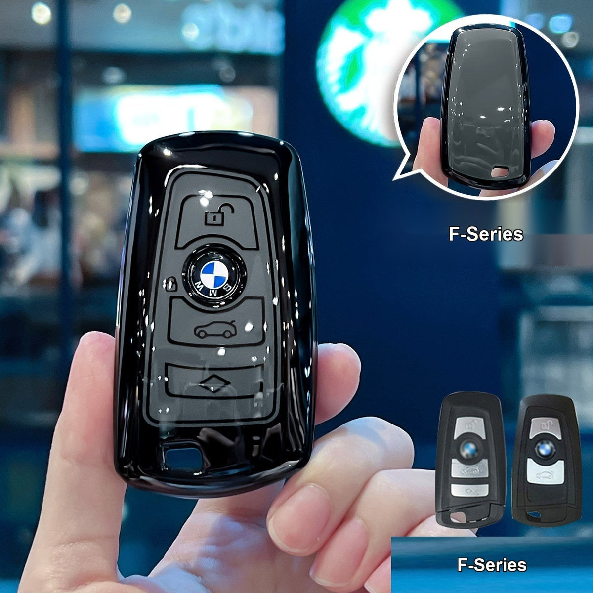 BMW key sleeve Style A F-Series, glossy black/gray, shell only without keychain