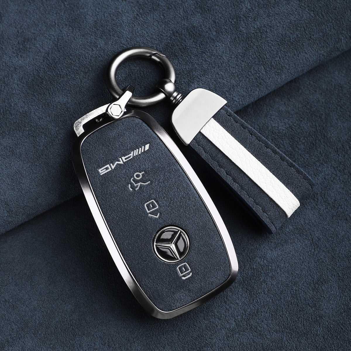 Premium Genuine Alcantara Mercedes-AMG Key Case – Imported Italian Suede with Alloy Frame for G63, G500, G350 and A35L