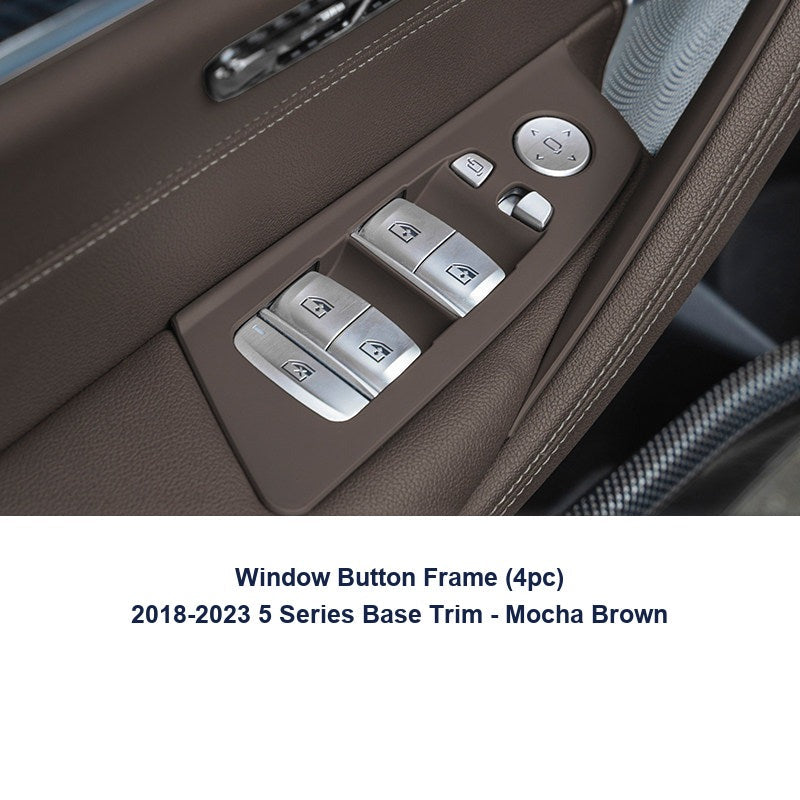 BMW door handle cover - 2018-2023 New 5 Series Base Trim [4-piece Window Button Frame] Mocha Brown