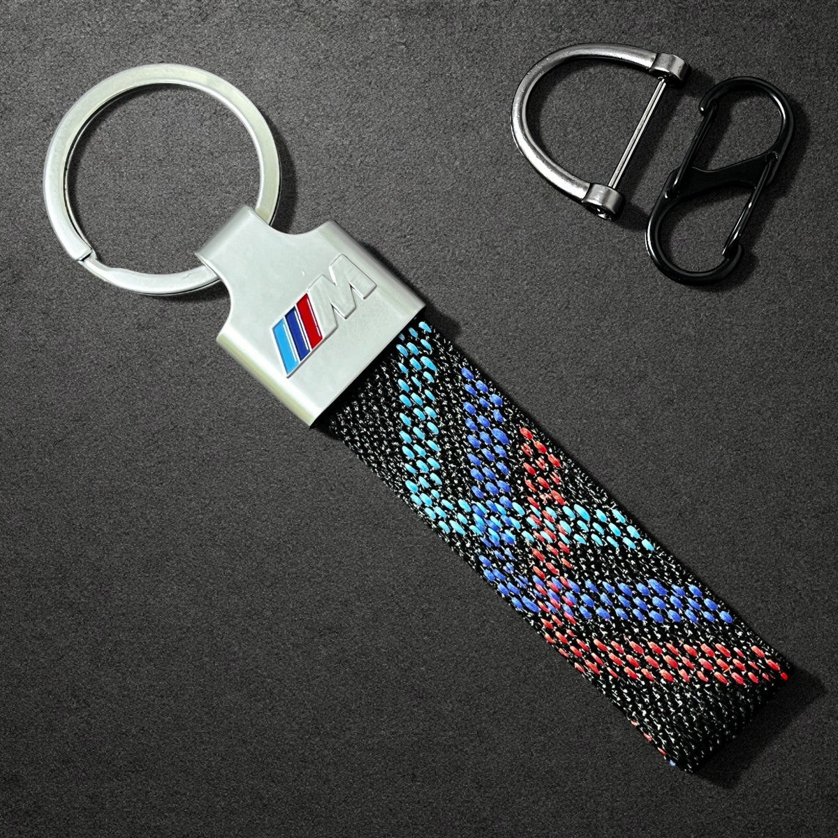BMW M Performance Leather Key Fob Strap & Keychain Ring