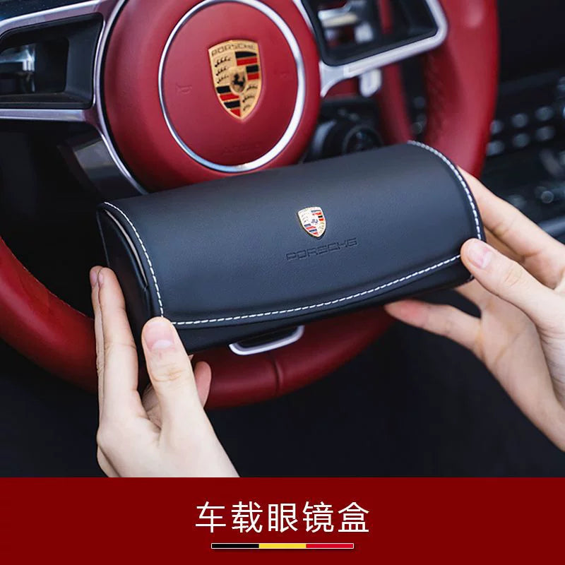 Suitable for Porsche Cayenne Macan 911 Panamera car glasses case, eyeglass clip, and interior modification accessories