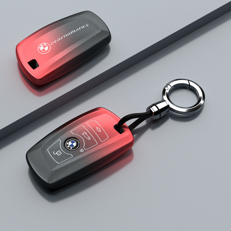 BMW TPU key fob case cover in Matte Volcano Red Round Ring Buckle for F-Series 3/5 Series, X3, GT, 1 Series smart key