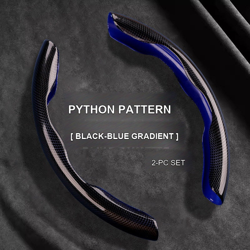 Python pattern black-blue gradient steering wheel cover, 2-piece set