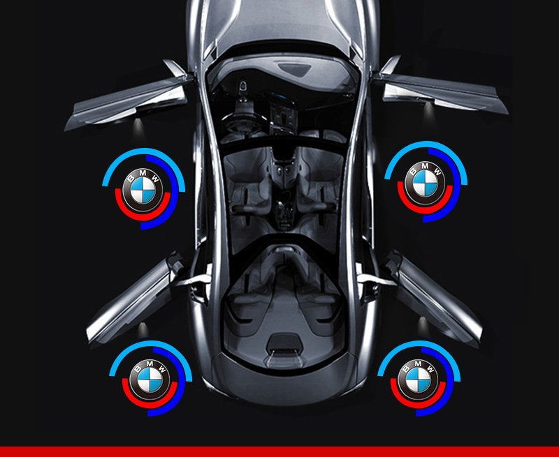 BMW racetrack welcome light projected from all four car doors