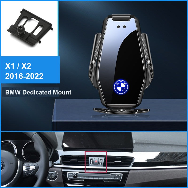 BMW wireless charging phone mount, X1 X2 2016-2022 fitment, black