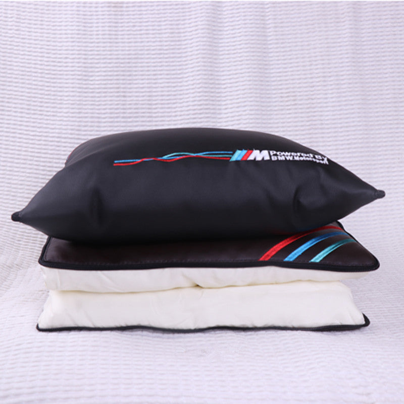 BMW M Motorsport Leather Lumbar Cushion - Folds into Blanket