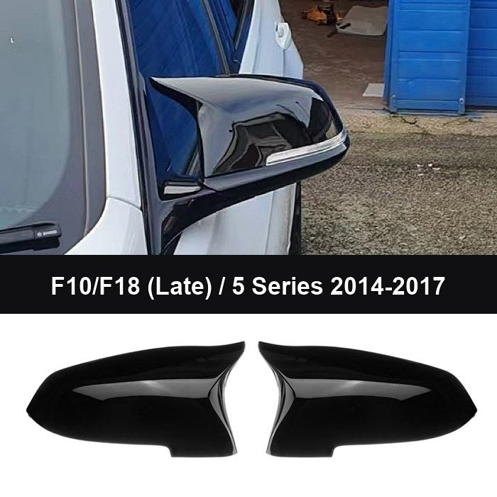 BMW carbon fiber horn mirror cover installed - fits BMW 5 Series F10/F18 late 2014-2017