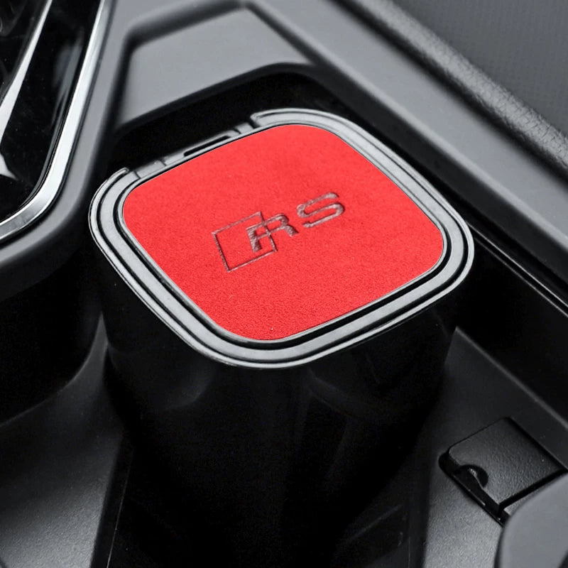 The car ashtray is suitable for BMW M STANDARD, AUDI RS, MERCEDES BENZ AMG, Volkswagen R suede multi-function ashtray