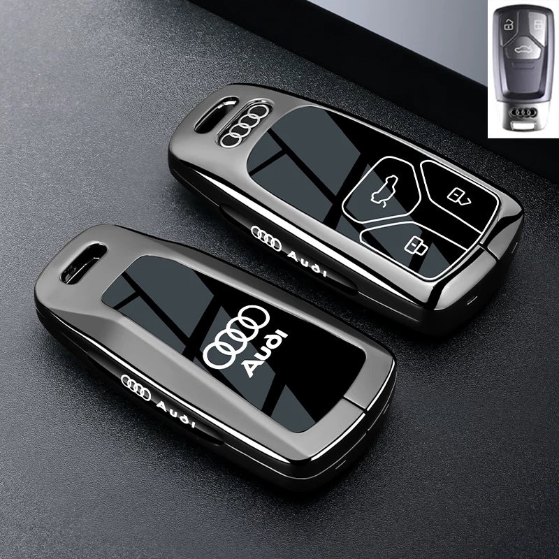 Audi Black Warrior Key Case – Piano-Gloss Shell with Gunmetal Frame