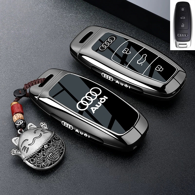 Audi Black Warrior Key Case – Piano-Gloss Shell with Gunmetal Frame