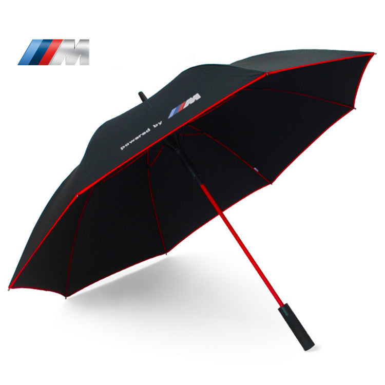 BMW M standard red-rib long automatic golf umbrella, open