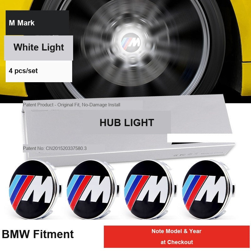 BMW M mark hub light white light 4 piece set