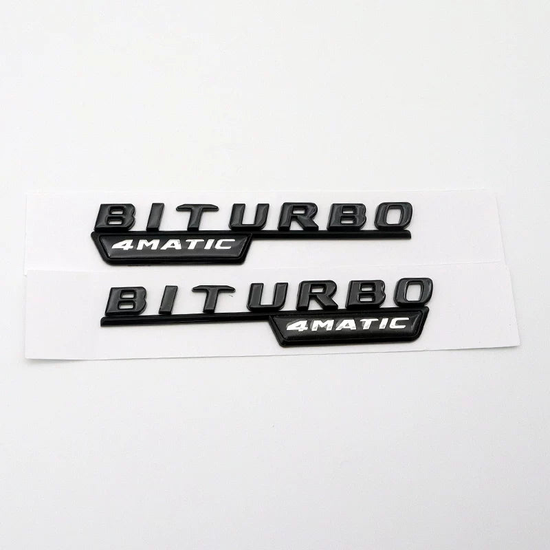 Mercedes-AMG BITURBO 4MATIC fender side badges pair in gloss black