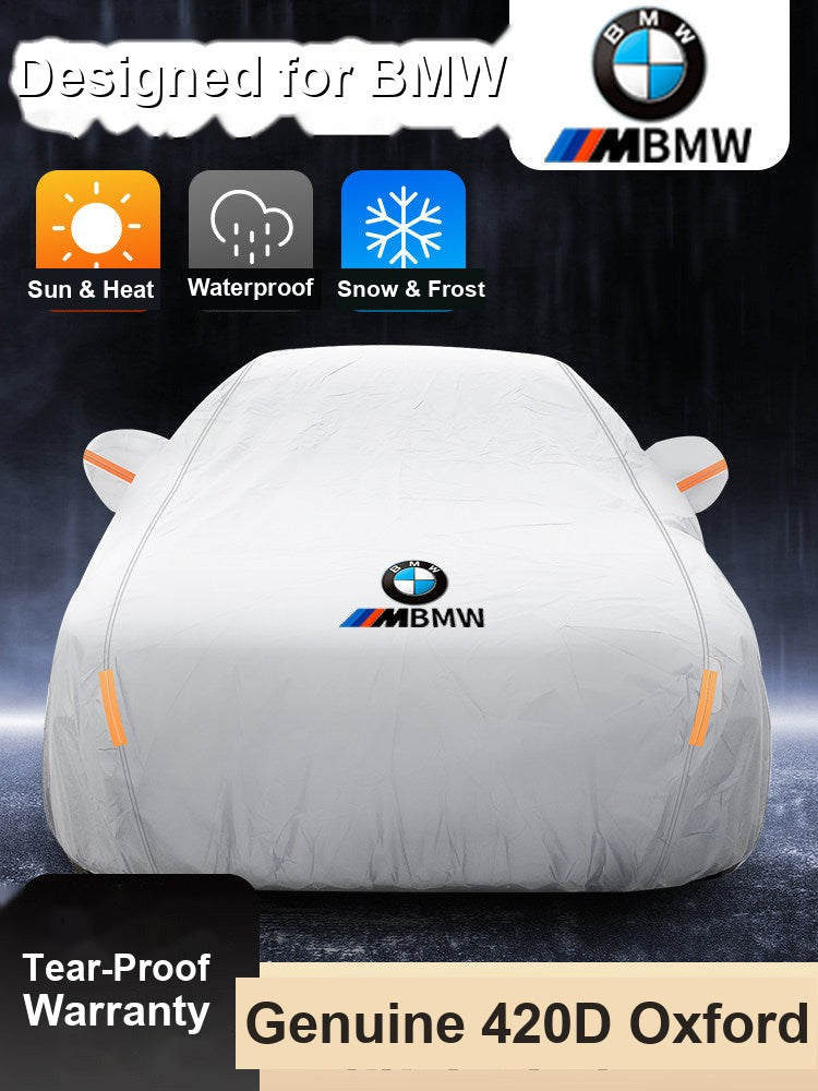 BMW full car cover - waterproof 420D Oxford all-weather protection with reflective strips for X1-X7, 1-7 Series, i-Series