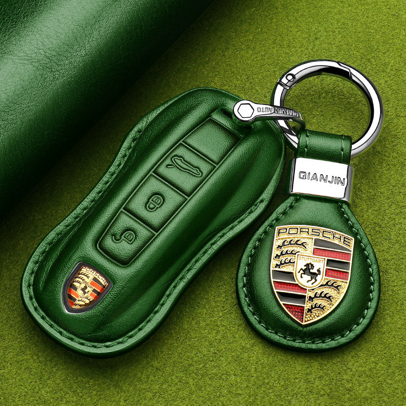 Premium Genuine Leather Porsche Key Case – Handcrafted Top-Grain Cowhide for 911, 718, Macan, Cayenne and Panamera