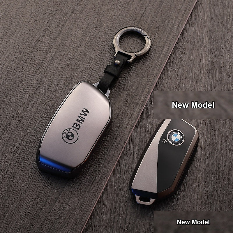 BMW key case New Model - Gun Black + Black Leather Buckle