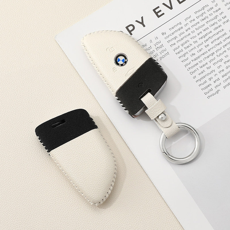 BMW Two-Tone Leather Key Case - Handmade Stitched Cover