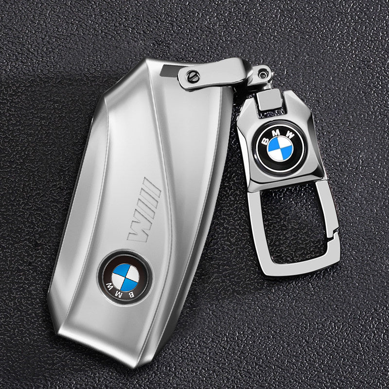 BMW alloy key case silver finish in gift box packaging